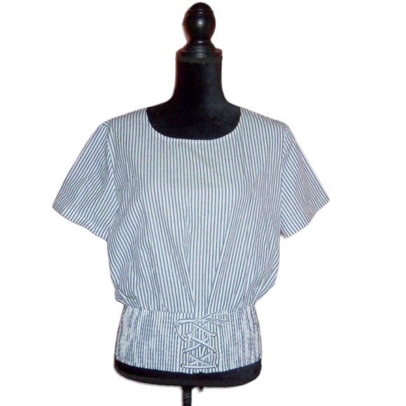 alison andrews Tops - Alison Andrews Striped Smocked Crop Top, S NWOT